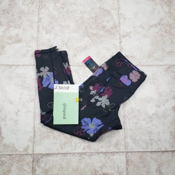 Capri Floral Moisture Wicking Pro Player Leggings Yoga Pants Ladies Sz M Pockets - Picture 6 of 6